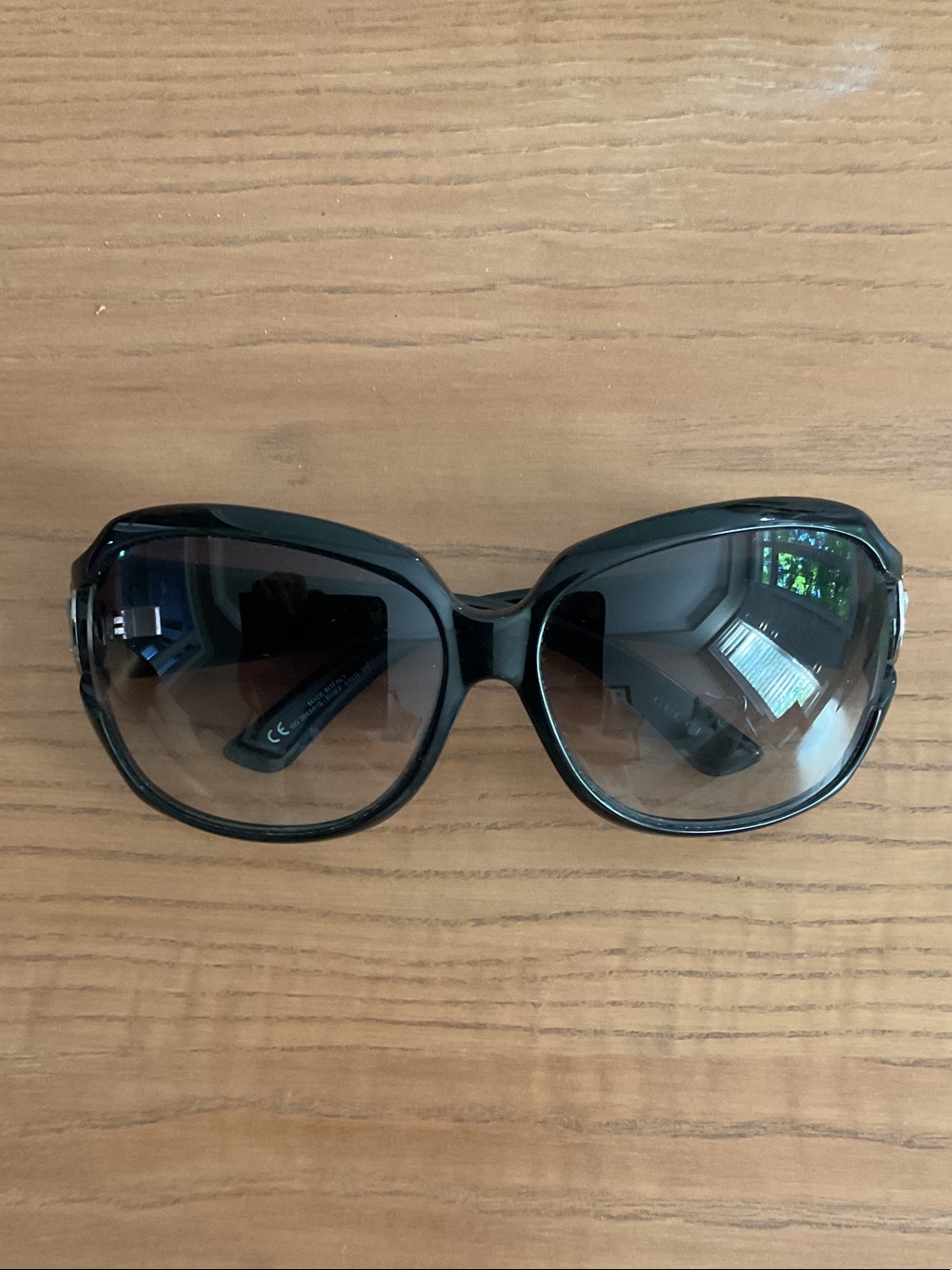 Gucci Black Oversized Sunglasses W/ Case & Cloth Italy